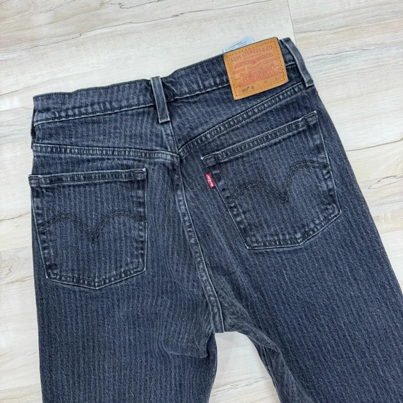 LEVI’S Jeans 501 Skinny High Rise Button Fly Gray premium Big E Size W 27 L 28 - Picture 3 of 9